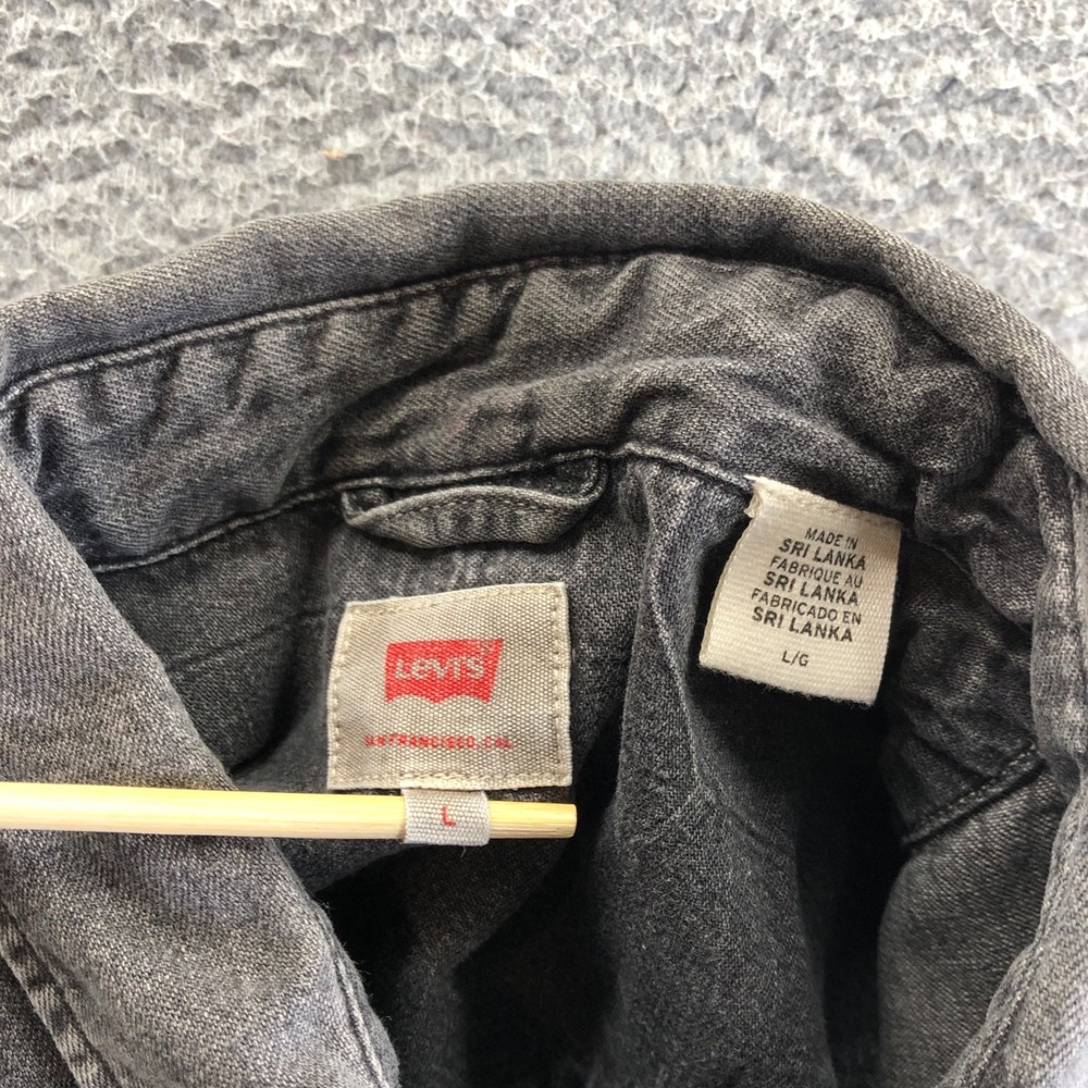 Levis Shirt Mens Large Charcoal Denim Pearl Snap Western Rodeo Long Sleeve - Picture 5 of 11